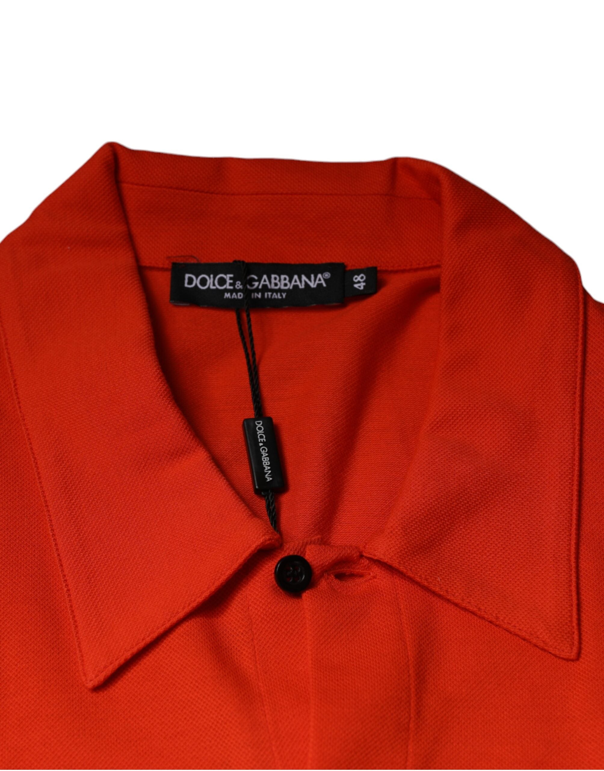 Dolce & Gabbana orange cotton button-front polo shirt